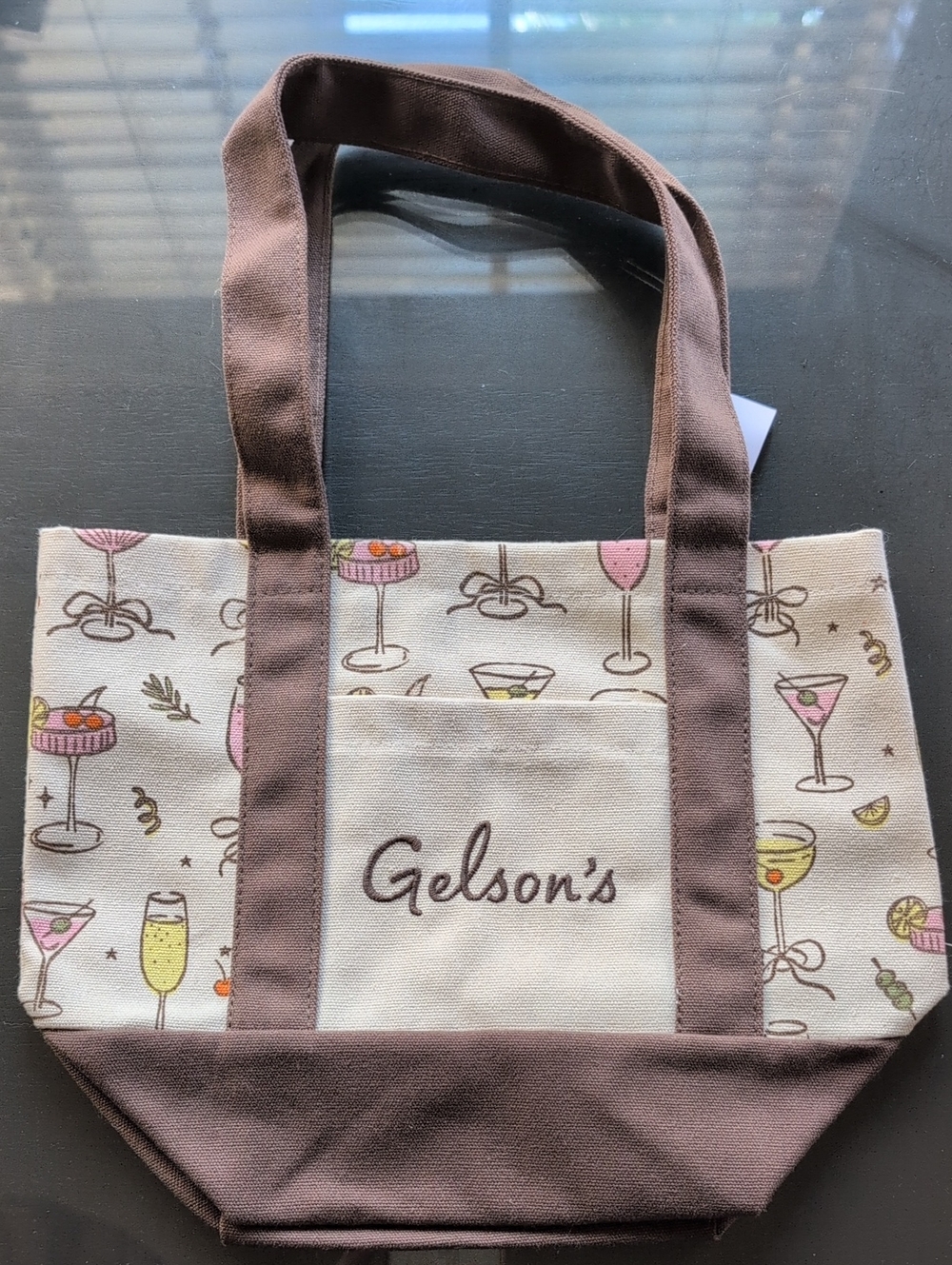Gelson's Earthwise Canvas Mini Shopping Tote Martini Champagne NWT